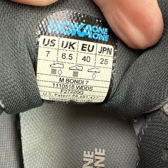 Mens Size 7 Hoka One One‎ Bondi 7 Wild Dove Grey Bondi 7 1110518WDDS - Picture 3 of 12